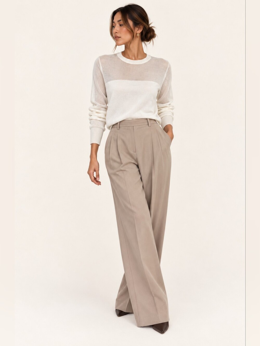 Rag & Bone White Sheer-Panel Crewneck Sweater